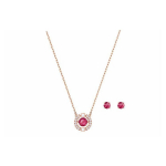 Swarovski Sparkling Dance &Uuml;mmargune Komplekt Kristallist K&otilde;rvar&otilde;ngad Kaelakee Naiste ehted Roosa-Kuld Punane 5480494 Box (Random Color)
