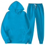 Meeste kapuutsiga spordidress, Unisex, kaheosalised jooksuriided, pikkade varrukatega pulloverid, pusad ja dressip&uuml;ksid L sinine
