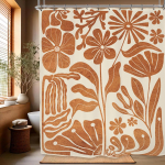 Rustikaalne pruun lilleline taime du&scaron;ikardin Maa toonid Boheemlaslik stiil 72x72 tolli W180H200(CM)-1 Pcs