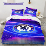 Chelsea-FC Logoga Voodipesukomplekt Tekikate Padjap&uuml;&uuml;r Kodukaunistus Kingitus (1 * tekikott + 2 * padjap&uuml;&uuml;ri, ilma s&uuml;damikuta) 135x200cm