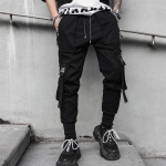 Hip Hop Jooksjad Meeste Must Mitmetaskulised Paelad Meeste Dressip&uuml;ksid T&auml;navar&otilde;ivad Vabaaja meeste p&uuml;ksid S must