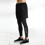 Meeste Jooksup&uuml;ksid Run P&uuml;ksid 2 &uuml;hes Kahekihilised P&uuml;ksid Kitsad Treeninguks Korvpalli Leggingsid Prindiga Fitnessi Treeningp&uuml;ksid Taskutega XL black