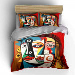 Abstraktne kunst Kolmeosaline komplekt Laste- ja t&auml;iskasvanute magamistoa dekoratsioon, Peen kolmeosaline voodipesukomplekt Kingitus EU Twin 135X200cm&set