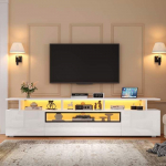 Telerikapp - LEMONBEST - 180x38x45 cm - L&auml;ikiv valge - Reguleeritav LED - 2 kapiust 1 sahtel
