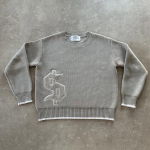 Y2K Hall Pikkade Varrukate Kampsun Dollar Gootiline Tikand Pullover Gooti Retro Vabaaja Streetwear Vana Raha Meeste Karbikujuline Kootud R&otilde;ivad S hall
