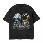 Daft Punk Vintage pestud T-s&auml;rk Hip Hop Harajuku t&auml;navar&otilde;ivad l&uuml;hikeste varrukatega topid T-s&auml;rk meestele naistele &uuml;le suuruses lahtine vabaaja S