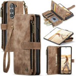 Nahast T&otilde;mblukuga Rahakott Telefonikott Samsung Galaxy Z Fold 8 Ultra 7 6 5 4 5G Fold7 jaoks Paelaga Rahakott Kaardipesa Kate Etui Galaxy Z Fold7 pruun