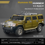 1:18 Hummer H2 Legeeritud Maastikuauto Valatud Metallist Mudel Heli ja Valgusega Laste M&auml;nguasi Hobi Kogumine Dekoratiivsed Peened Kaunistused