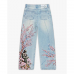 Naiste K&otilde;rge V&ouml;&ouml;koht Lai Jalg L&otilde;tv L&otilde;ige Sakura Ratsu Tikand Heleda Pesuga Denim P&uuml;ksid Ameerika Vintage Streetwear Vabaaja Pikad P&uuml;ksid XS