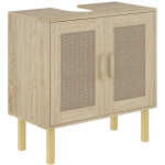 Vannitoakapp valamualune Valamualune &uuml;ksus Rotangist uksed M&auml;nnipuidust jalad 2 tasandit 60 x 30 x 60 cm Tamm 60 x 30 x 60 cm