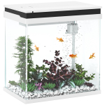 V&auml;ike t&auml;ielik akvaarium 14L klaasakvaarium filtreerimiss&uuml;steemi, LED-valgustuse, veepumbaga 30 x 20 x 33 cm valge 30 x 20 x 33 cm