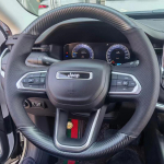 Kohandatud auto roolikatte kate Jeep Compass 2021 2022 2023 2024 jaoks K&auml;sit&ouml;&ouml;na &otilde;mmeldud Nahk & S&uuml;sinikkiud Sisekujundusaksessuaar pl1 black
