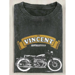[Vincent Retro T-s&auml;rk] Vincent Retro 230G Pestud T-s&auml;rk | Mootorratturi logo, Black Shadow ja v&otilde;idus&otilde;idu disain, Unisex, Tavaline &uuml;mmargune kaelus, Kerge venivus 5XL must