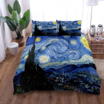 Van Gogh m&auml;gik&uuml;la &otilde;limaal tekikott komplekt Kuningas Kuninganna Kahekordne T&auml;is Kaksik &Uuml;ksik suurus Voodipesu komplekt 155x200cm gray