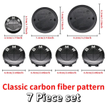 7 tk t&auml;ismust s&uuml;sinikkiust mustriga embleemikomplekt BMW kapoti, pagasiruumi, velgede, rooliratta embleemidele 82mm 74mm 68mm 56mm E90 F10 F30 Tuuning