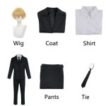 Anime Denji Hayakawa Aki Cosplay Chainsaw Man Cosplay Kost&uuml;&uuml;mid Denji Hayakawa Aki &Uuml;likond &Uuml;likond Parukas Halloweeni Pidustus Cos T&auml;iskasvanud Mehed L white