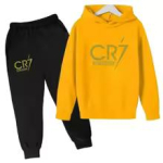 Cristiano Ronaldo CR7 Cosplay Kost&uuml;&uuml;mid Laste Jalgpalli Iidol Laste Kapuutsiga Komplekt P&uuml;kstega Komplekt Laste K&otilde;rge Kvaliteediga Poisi T&uuml;druku R&otilde;ivad Treening&uuml;likond 120 black