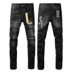 Meeste karedad sirge l&otilde;ikega teksap&uuml;ksid Vintage pestud puuvillased kitsad p&uuml;ksid S&uuml;gis Noorte t&auml;navamood Waist 32in black