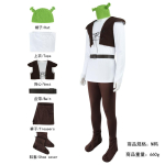 4D Shrek Cos Kost&uuml;&uuml;m, Halloween Shreki Vestikost&uuml;&uuml;mi T&auml;iskomplekt XS black