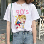 Kawaii Sailor Moon T-s&auml;rk naiste Harajuku Ullzang Cartoon T-s&auml;rk 90S Armas tr&uuml;kitud T-s&auml;rk Grunge XL