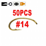 50 tk Kuldv&auml;rvi k&auml;rbse sidumine Scud Nymph Hook Caddis Midge Shrimp Fly Siduvad kalakonksud Suurus 10 12 14 16 #14