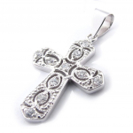Les Tr&eacute;sors De Lily [J9524] - Pendentif Argent 'Croix Baroque' blanc valge