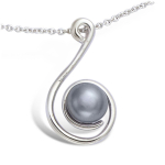Les Tr&eacute;sors De Lily [L4642] - Pendentif Argent 'Perla' gris argent&eacute; (rhodi&eacute;) - 25x15 mm hall