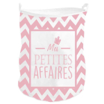 Les Tr&eacute;sors De Lily [Q1947] - Pani&egrave;re &agrave; linge coton 'Messages' rose beige (Mes petites affaires) - 50x40 cm Heleroosa