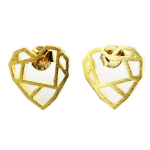 7bis [R1379] - Boucles artisanales 'Origami' dor&eacute; (coeur) - 12x11 mm kuld