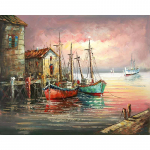 Red Dock Scenery DIY DIY maal numbrite j&auml;rgi Moodne seinakunst l&otilde;uendimaal Unikaalne kingitus kodukaunistus 40x50cm 40x50cm no frame