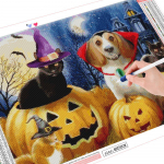 5D DIY Teemantmaaling Kass Uus Teemanttikandid Koer Mosaiik Halloween K&auml;sitsi valmistatud Kingitus Seinakunst Full Round 20X30CM