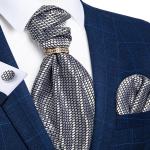 Ascot Tie meestele Kuldne lips-s&otilde;rmus Moodne Cravat siidist lips Hanky ​​mansetin&ouml;&ouml;pide komplekt peokingituseks AS-2017