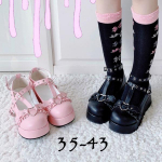 Trendikad naised Armsad JK Jaapani Lolita Kingad Kawaii Kingad Bowknot Demon Dark Goth Gothic Punk Platform Cosplay Must Roosa Plus Size 37 must