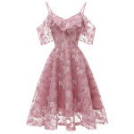 Bright Deer naiste lilleline heegeldatud pits, k&uuml;lma &otilde;larihmaga Cami rihmaga Midi pruutneitsi kleit Pulma&otilde;htu piduliku peo kokteili&uuml;rituste komplektid XL roosa