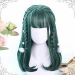 Anime roheline must lilla keskmise pikkusega parukas sirge Lolita parukad Cosplay parukad kuumakindlad s&uuml;nteetilised juuksed Anime peo juuksed roheline
