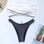 Seksikas Bandeau l&auml;ikivad s&auml;delevad bikiinid naiste ujumisriided naiste ujumistrikoo bikiinikomplekt supelkost&uuml;&uuml;mile S must