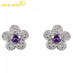 SACE GEMS Klassikalised vase &otilde;rna lillesulamist lilla tsirkoon k&otilde;rvar&otilde;ngad naistele pulmapeo kingitused lilla