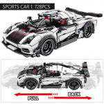 728PCS City Pull Back mehaaniline sportauto MOC ehitusplokid tehnilised v&otilde;idus&otilde;iduauto klotsid DIY m&auml;nguasjad lastele kingitused valge