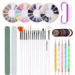 Nail Art Tool Kit Nail Art Maalimispliiats K&uuml;&uuml;nepintsel Kahe otsaga t&auml;ppidega pliiatsid Glitter Rhinestones mitmev&auml;rviline