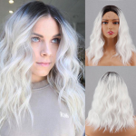 XINRAN naiste &otilde;lgade pikkusega laineline parukas ilma tukkideta pitsiline eesmine sinine parukas s&uuml;nteetilisest kiust igap&auml;evaseks kandmiseks naturaalne laineline parukas 35 cm