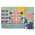 Les Tr&eacute;sors De Lily [A0015] &ndash; mitmev&auml;rviline &otilde;lgedest uksematt  South Beach  (Roosa flamingo- hotell) - 60x40 cm NA mitmev&auml;rviline