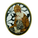 Les Tr&eacute;sors De Lily [R4276] - K&auml;sitsi valmistatud pross 'Mistinguette' pruun hall must - 60x48 mm pruun