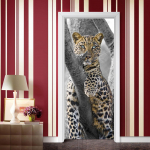 3D Leopardi uksekleebised Isekleepuvad Kooritavad ja Kleebitavad Tapeet Seinakleebised Kaunistus Eemaldatav Vin&uuml;&uuml;list DIY Seinakleebis 77X200cm
