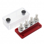 600A toitejaotusploki siiniriba 4 x 3/8 postiga 48 V alalisvoolu siinikarp punane