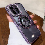 Magsafe Magnetic Glitter l&auml;bipaistev &uuml;mbris iPhone'ile 14 13 12 11 Pro Max 14 Plus teemantl&auml;&auml;tse kaitse pehme silikoonkate For iPhone 14 lilla