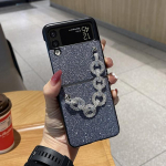 Naiste luksuslik kaasaskantav rhinestones k&auml;ev&otilde;ru s&auml;deleva pulber PU nahast telefonikott Samsung Galaxy Z Flip 3 4 tagakaanele For Samsung Z Flip 4