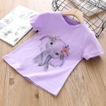 Suvine T-s&auml;rk Multikas Loomad Beebid Lapsed Poisid T&uuml;drukud Lapsed Armsad L&uuml;hikeste Varrukatega Suveriietus Tr&uuml;ki v&auml;ike elevant Mudilane. 4T(110)