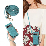 Crossbody nahast kaelakee kaelakee t&otilde;mblukuga rahakott kaardid telefoni&uuml;mbris Google Pixel 7 Pro 7A 6A rahakott m&uuml;nt telefonikott k&auml;erihm For Pixel 7Pro roheline