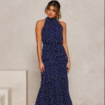 Naiste t&auml;pilised pikad kleidid 2023. aasta suvine seksikas p&auml;itseteta paelteta kleit Naiste Boho rannapuhkuse maksikleidid vabaaja r&uuml;&uuml; M blue
