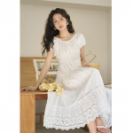 Mishow Prantsuse vanaaegsed valged kleidid naiste mood 2023, suvine puhvis varrukad tikandid &otilde;&otilde;nsad A-joonega kandiline krae naiste kleidid MXC37L1511 M